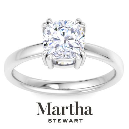 Martha Stewart 2 Carat Cushion Cut Lab Grown Diamond Solitaire Engagement Ring In 14K White Gold