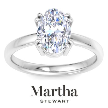Martha Stewart 2 Carat Oval Shape Lab Grown Diamond Solitaire Engagement Ring In 14K White Gold