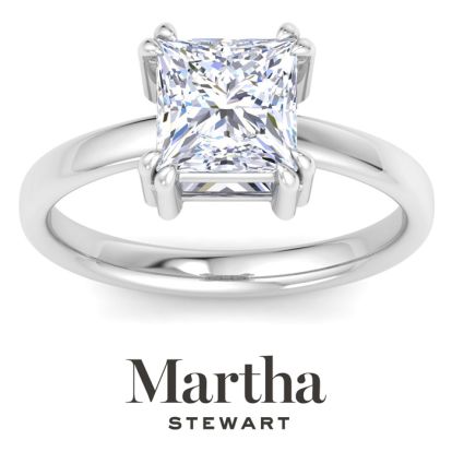 Martha Stewart 2 Carat Princess Cut Lab Grown Diamond Solitaire Engagement Ring In 14K White Gold