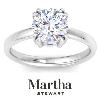 Martha Stewart 2 Carat Round Shape Lab Grown Diamond Solitaire Engagement Ring In 14K White Gold