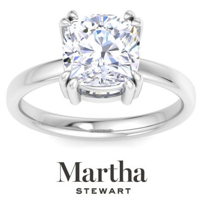 Martha Stewart 3 Carat Cushion Cut Lab Grown Diamond Solitaire Engagement Ring In 14K White Gold