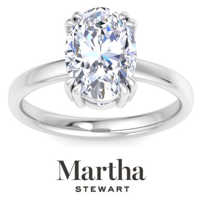 Martha Stewart 3 Carat Oval Shape Lab Grown Diamond Solitaire Engagement Ring In 14K White Gold