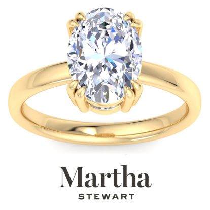 Martha Stewart 3 Carat Oval Shape Lab Grown Diamond Solitaire Engagement Ring In 14K Yellow Gold