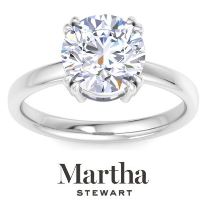 Martha Stewart 3 Carat Round Shape Lab Grown Diamond Solitaire Engagement Ring In 14K White Gold