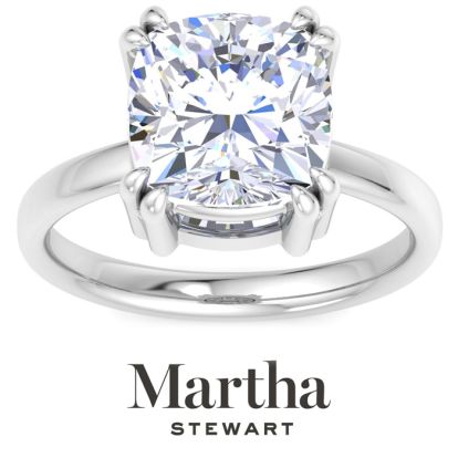 Martha Stewart 5 Carat Cushion Cut Lab Grown Diamond Solitaire Engagement Ring In 14K White Gold