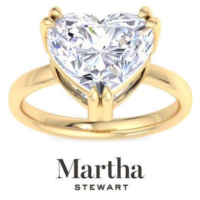 Martha Stewart 5 Carat Heart Shape Lab Grown Diamond Solitaire Engagement Ring In 14K Yellow Gold