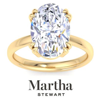 Martha Stewart 5 Carat Oval Shape Lab Grown Diamond Solitaire Engagement Ring In 14K Yellow Gold