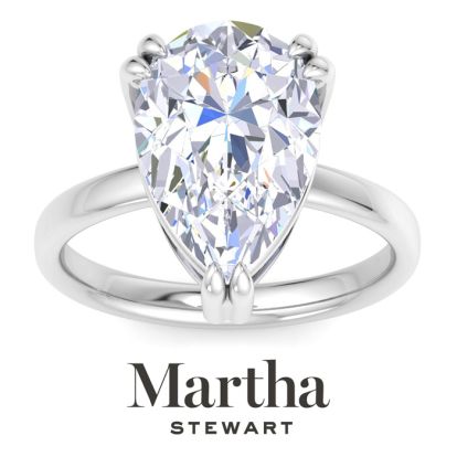 Martha Stewart 5 Carat Pear Shape Lab Grown Diamond Solitaire Engagement Ring In 14K White Gold