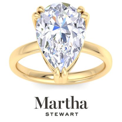 Martha Stewart 5 Carat Pear Shape Lab Grown Diamond Solitaire Engagement Ring In 14K Yellow Gold