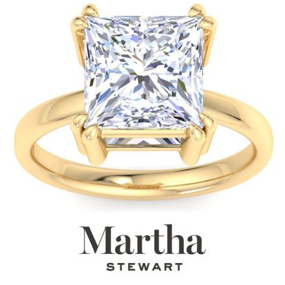 Martha Stewart 5 Carat Princess Cut Lab Grown Diamond Solitaire Engagement Ring In 14K Yellow Gold