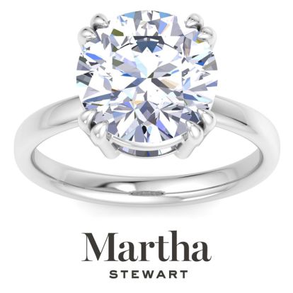 Martha Stewart 5 Carat Round Shape Lab Grown Diamond Solitaire Engagement Ring In 14K White Gold