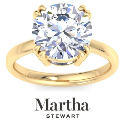 Martha Stewart 5 Carat Round Shape Lab Grown Diamond Solitaire Engagement Ring In 14K Yellow Gold