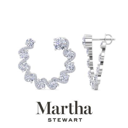 Martha Stewart 5 Carat Lab Grown Diamond Hoop Earrings In 14 Karat White Gold
