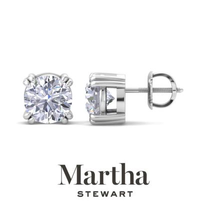 Martha Stewart 2 Carat Lab Grown Diamond Stud Earrings In 14 Karat White Gold