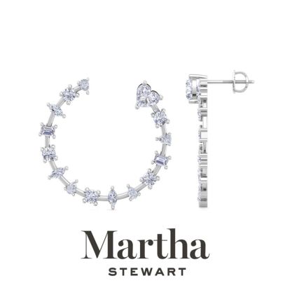 Martha Stewart 3 Carat Lab Grown Diamond Fancy Hoop Earrings In 14 Karat White Gold
