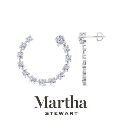 Martha Stewart 3 Carat Lab Grown Diamond Hoop Earrings In 14 Karat White Gold
