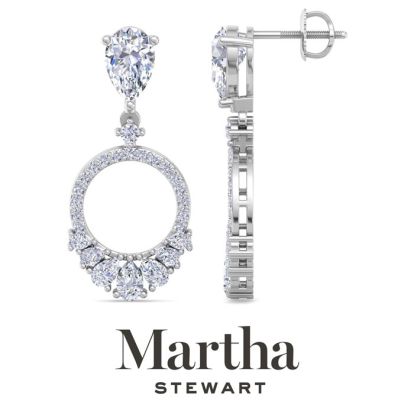 Martha Stewart 3 Carat Pear Shape Lab Grown Diamond Drop Earrings In 14 Karat White Gold