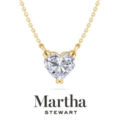Martha Stewart 2 Carat Heart Shape Lab Grown Diamond Solitaire Necklace In 14K White Gold
