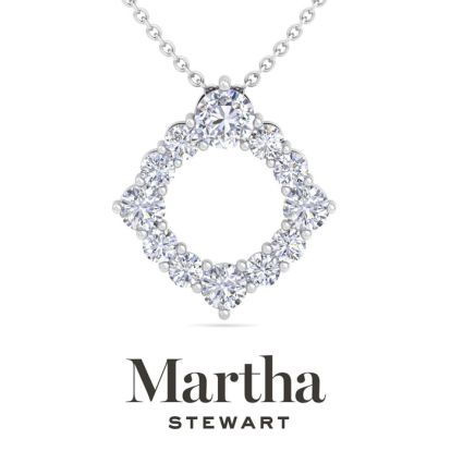 Martha Stewart 4 Carat Lab Grown Diamond Circle Necklace In 14K White Gold