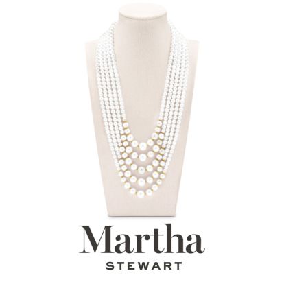 Martha Stewart Five Strand Pearl Necklace In Gold