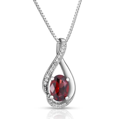 1/2 Carat Round Shape Ruby and Halo Diamond Necklace In Sterling Silver With 18 Inch Chain