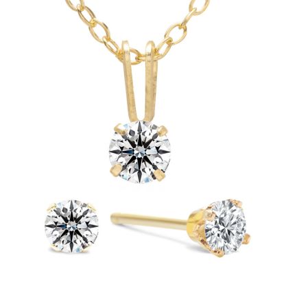 1/2 Carat Lab-Grown Diamond Earrings & Necklace Set Crafter In Gold