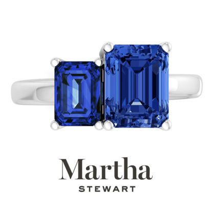 Martha Stewart 3 1/4 Carat Sapphire Two Stone Ring In Sterling Silver