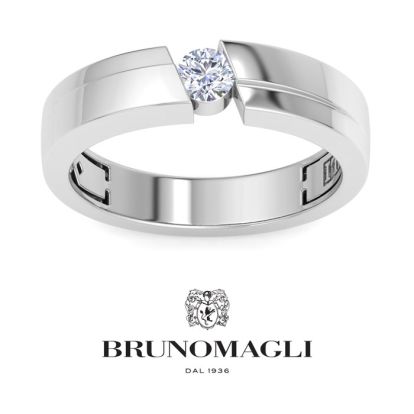 Bruno Magli Mens 1/4 Carat Round Shape Lab Grown Diamond Floating Solitaire Ring In Sterling Silver