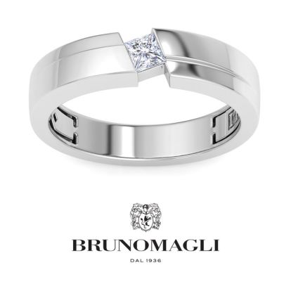 Bruno Magli Mens 1/4 Carat Princess Cut Lab Grown Diamond Floating Solitaire Ring In Sterling Silver
