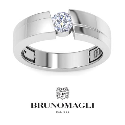 Bruno Magli Mens 1/2 Carat Round Shape Lab Grown Diamond Floating Solitaire Ring In Sterling Silver