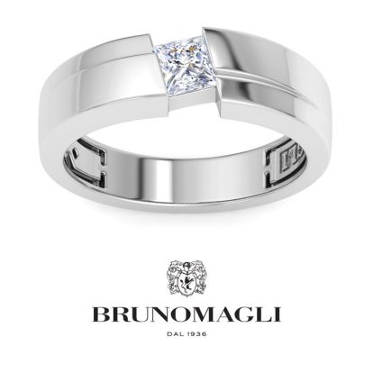 Bruno Magli Mens 1/2 Carat Princess Cut Lab Grown Diamond Floating Solitaire Ring In Sterling Silver