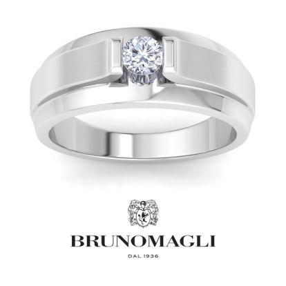 Bruno Magli Mens 1/3 Carat Round Shape Lab Grown Diamond Solitaire Ring In Sterling Silver