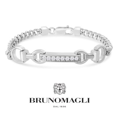 Bruno Magli Mens Filippo 1/4 Carat Lab Grown Diamond Bracelet In Sterling Silver, 8 Inches