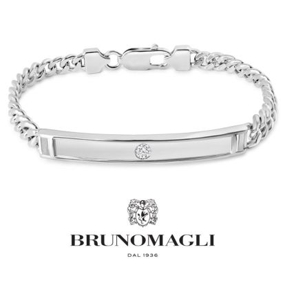 Bruno Magli Mens Carlo 1/10 Carat Lab Grown Diamond Bracelet In Sterling Silver, 8 Inches