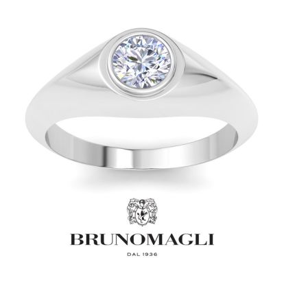Bruno Magli Mens 1 Carat Round Shape Lab Grown Diamond Solitaire Ring In Sterling Silver