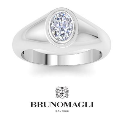 Bruno Magli Mens 1 Carat Oval Shape Lab Grown Diamond Solitaire Ring In Sterling Silver