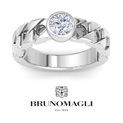 Bruno Magli Mens 1 Carat Round Shape Lab Grown Diamond Bezel Set Solitaire Ring In Sterling Silver