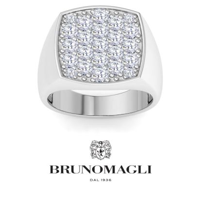 Bruno Magli Mens 2 Carat Cushion Lab Grown Diamond Cluster Ring In Sterling Silver