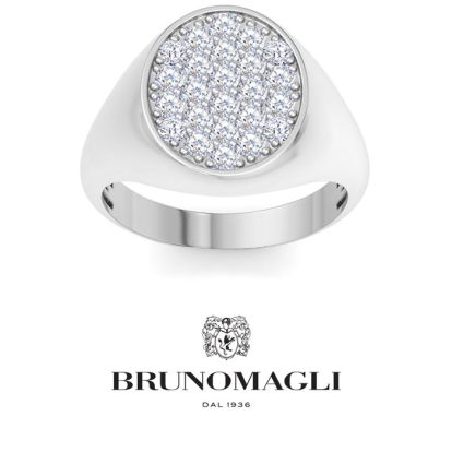 Bruno Magli Mens 1 Carat Oval Lab Grown Diamond Cluster Ring In Sterling Silver