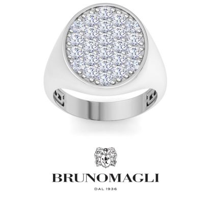 Bruno Magli Mens 2 Carat Oval Lab Grown Diamond Cluster Ring In Sterling Silver