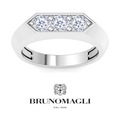 Bruno Magli Mens 1 Carat Round Shape Lab Grown Diamond Three Stone Ring In Sterling Silver
