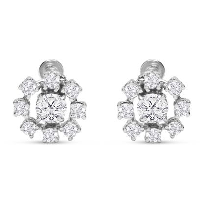 Previously Owned 2 Carat Diamond Cluster Earrings In 14 Karat White Gold With Non-Pierced French Screw Backs