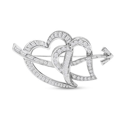 Previously Owned 2 Carat Diamond Brooch In 14 Karat White Gold