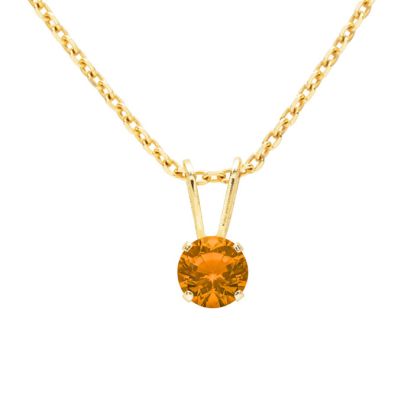 1/4 Carat Citrine Solitaire Necklace In Yellow Gold With Free Chain
