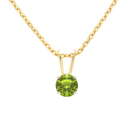 1/4 Carat Peridot Solitaire Necklace In Yellow Gold With Free Chain