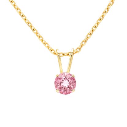 1/4 Carat Pink Topaz Solitaire Necklace In Yellow Gold With Free Chain