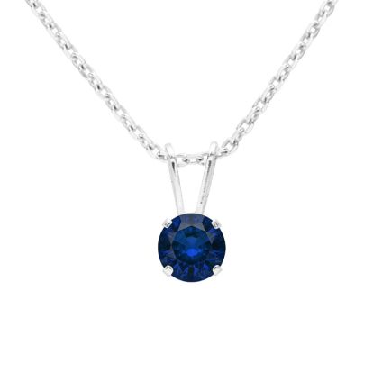 1/2 Carat Sapphire Solitaire Necklace In White Gold With Free Chain
