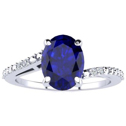 1 1/2ct Oval Shape Sapphire and Diamond Ring in 10k White Gold