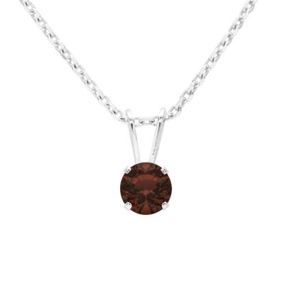 1/2 Carat Garnet Solitaire Necklace In White Gold With Free Chain