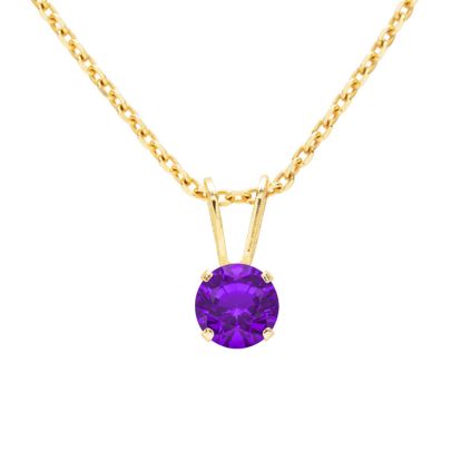 1/2 Carat Amethyst Solitaire Necklace In Yellow Gold With Free Chain